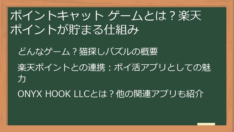 ポイントキャット ゲームとは？楽天ポイントが貯まる仕組み