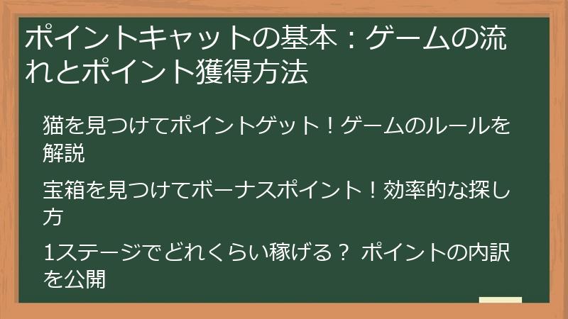 ポイントキャットの基本：ゲームの流れとポイント獲得方法