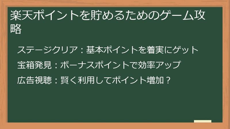 楽天ポイントを貯めるためのゲーム攻略