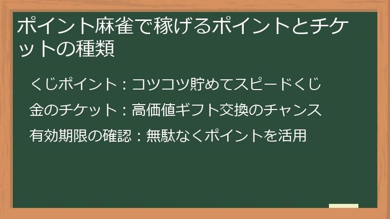 ポイント麻雀で稼げるポイントとチケットの種類