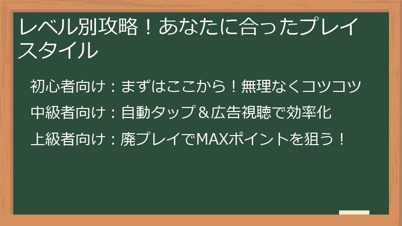 レベル別攻略！あなたに合ったプレイスタイル