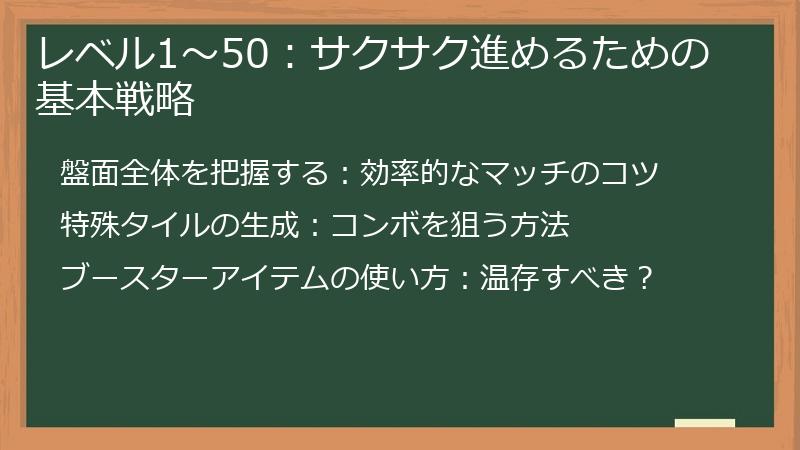 レベル1～50：サクサク進めるための基本戦略