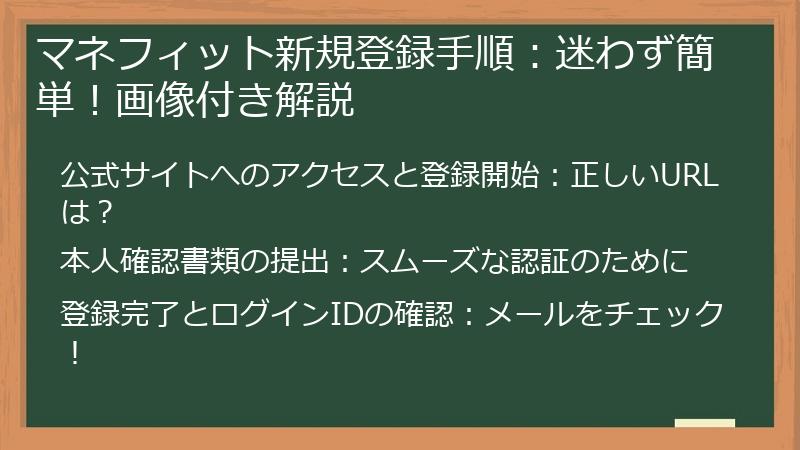 マネフィット新規登録手順：迷わず簡単！画像付き解説
