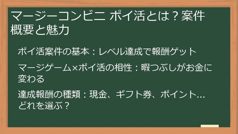 マージーコンビニ ポイ活とは？案件概要と魅力