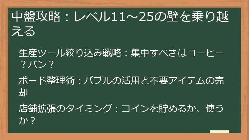 中盤攻略：レベル11～25の壁を乗り越える