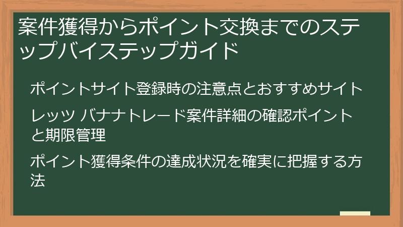 案件獲得からポイント交換までのステップバイステップガイド