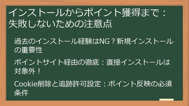インストールからポイント獲得まで：失敗しないための注意点