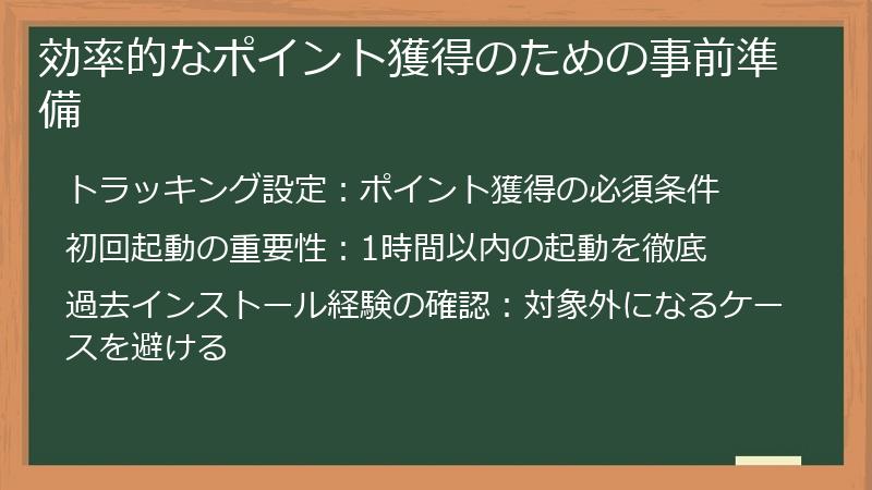 効率的なポイント獲得のための事前準備