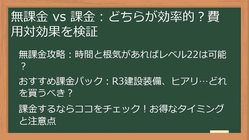 無課金 vs 課金：どちらが効率的？費用対効果を検証
